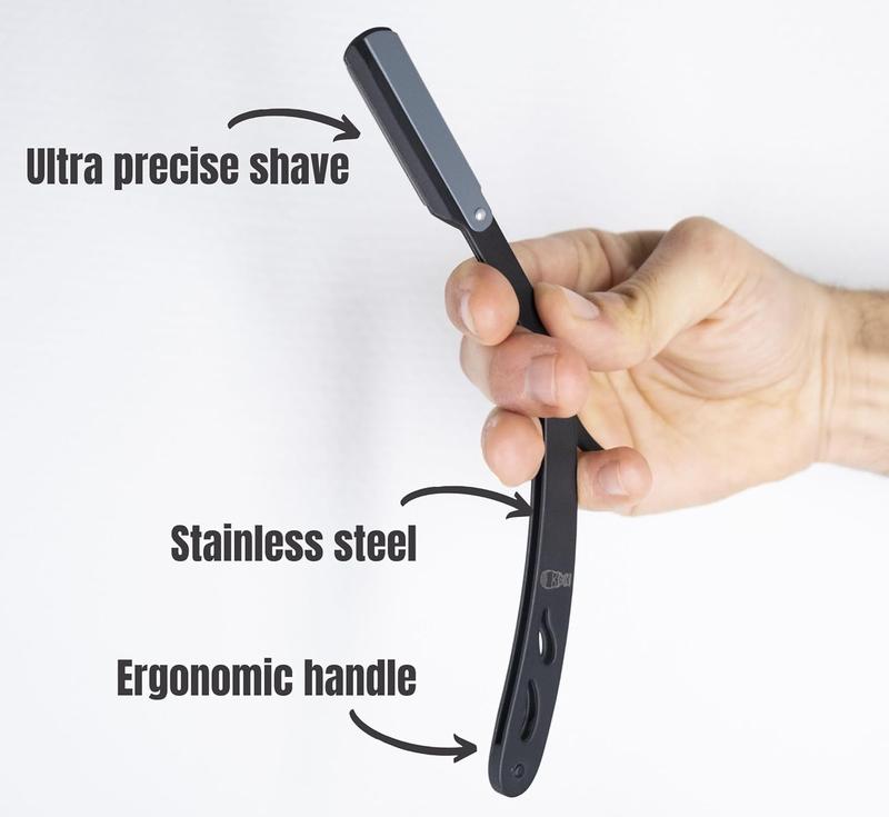 Straight edge razor Barber Straight Razor Kit for Men | Premium | 20 Half Blades Shaving Blade Set with Leather Case | Beard and Face Grooming Accessories