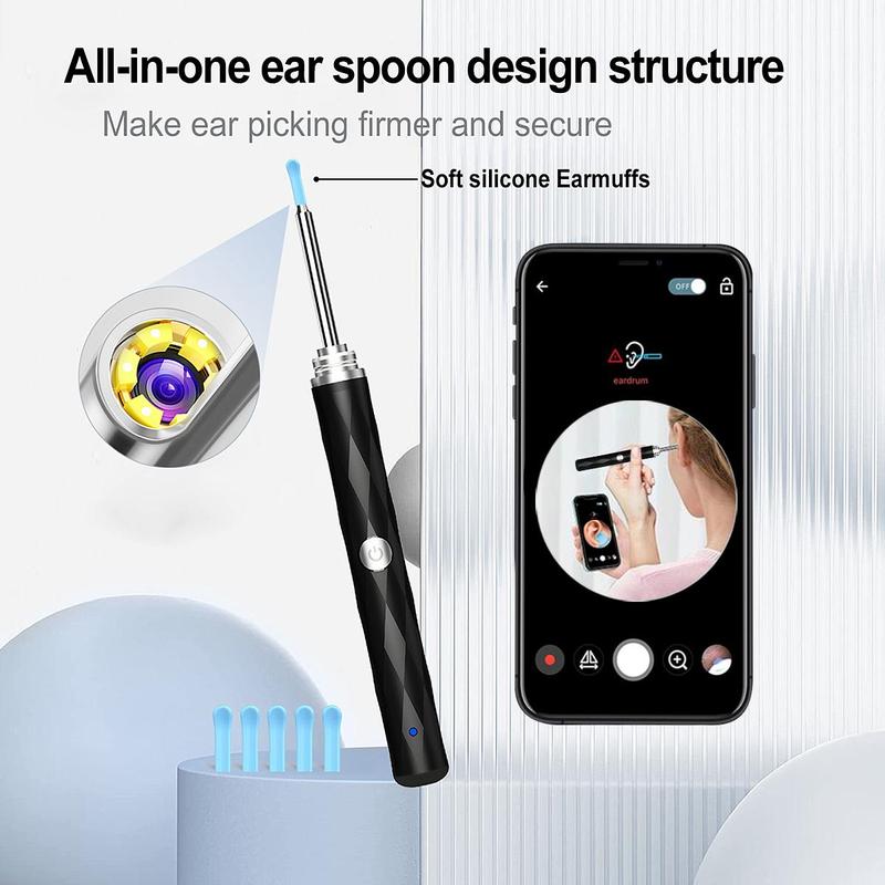 Intelligent Visual Ear Scoop, 1 Set Rechargeable Earwax Remover with 8 Ear Pick Kit, Ear Cleaning Tool for Adults, Home Kit