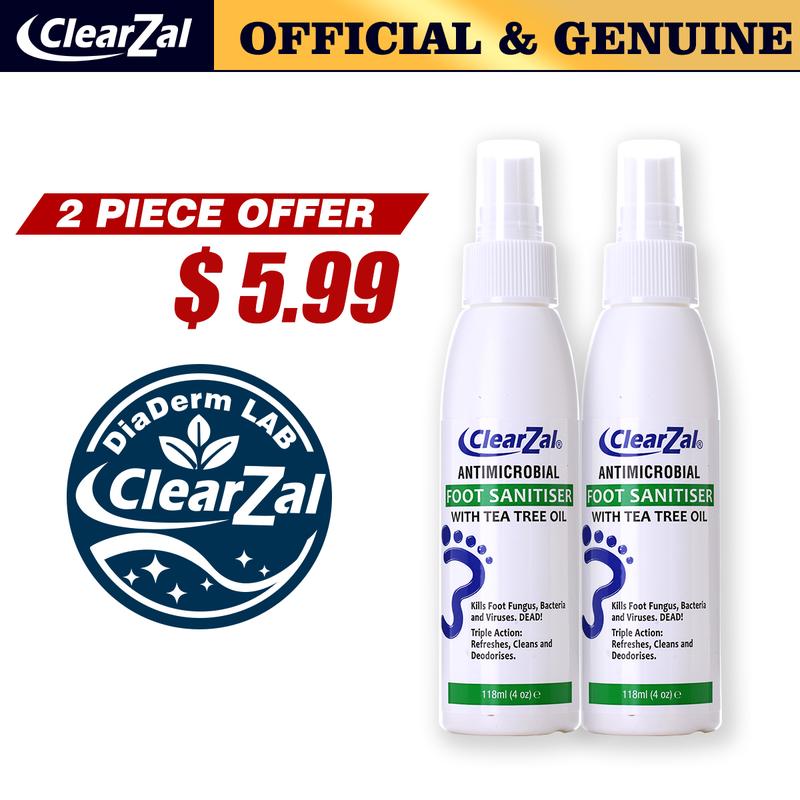 ClearZal Foot Sanitizer Spray with Tea Tree Oil, 4-Ounce Bottle ,Contains natural tea tree oil and aloe vera Long-lasting disinfectant and antibacterial spray [Star]