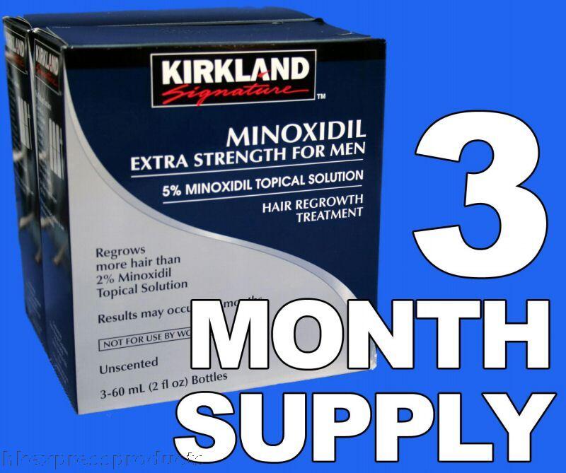 Kirkland Minoxidil 5% Men Hair Regrowth 3 Months Supply Extra Strength Hair Care Comfort Dropper