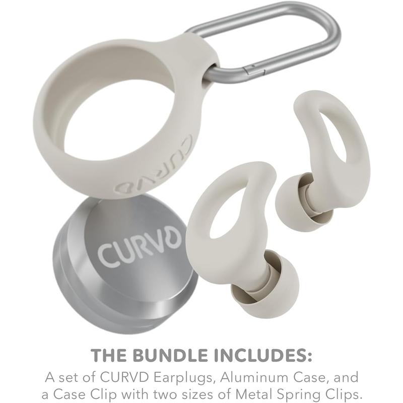 CURVD Everyday Earplugs + Case Clip Bundle - Great for Travel, Sound Sensitivity, Concerts, Parenting, Productivity - Noise Dampening & Ultra Soft