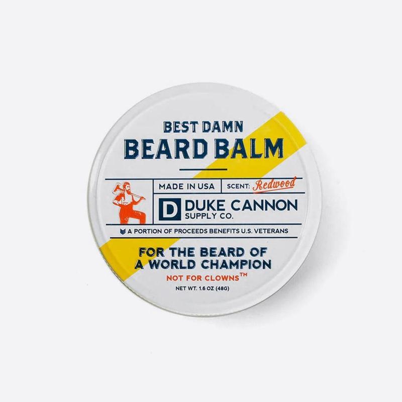 Duke Cannon Supply Co. Best Damn Beard Balm - Redwood Scented Beard Care Balm, Premium Grade Ingredients, 1.6 oz Tin