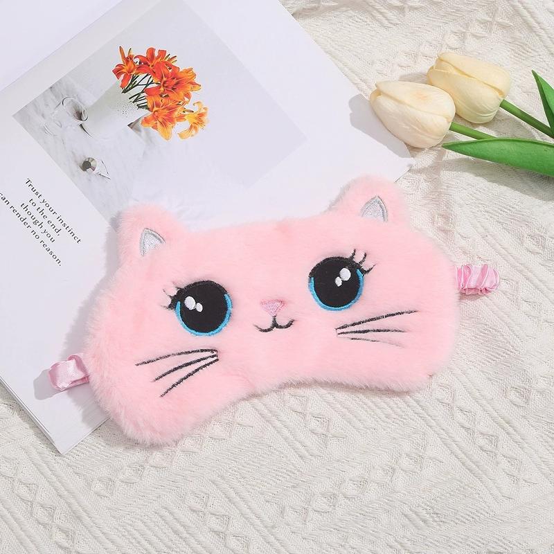 2024 Cute Plush Sleeping Mask Big Eyes Plush Eye Patch Kids Cat Shading Eye Mask Travel Rest Sleeping Aid Eyepatch