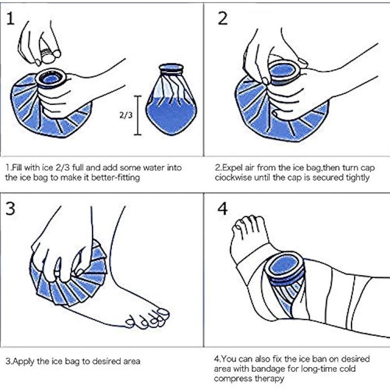 Reusable Ice Bags Set, 4 Counts set Hot & Cold Ice Pack & Ice Wrap, Durable Ice & Hot Water Bag for Injuries, Elastic Breathable Support Wrap
