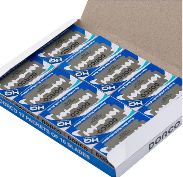 Dorco ST300 Platinum Extra Double Edge Razor Blades - 100 Count | Premium Stainless Steel Shaving Blades for Smooth and Precise Shaves