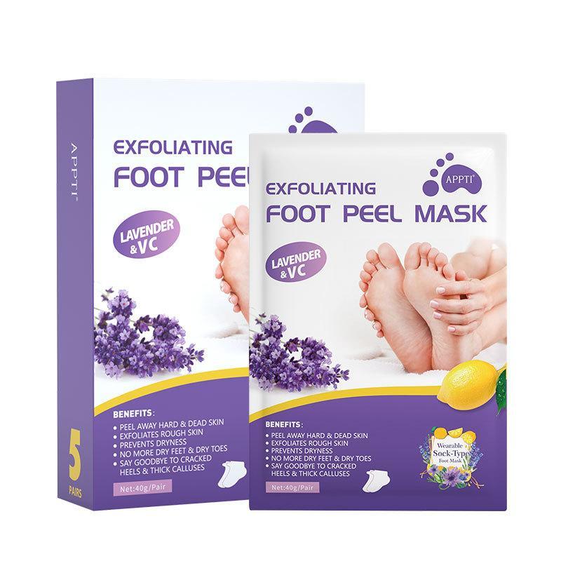 5 Pairs Exfoliating Foot Mask, Dead Skin Remover Foot Mask, Lavender Foot Care Products