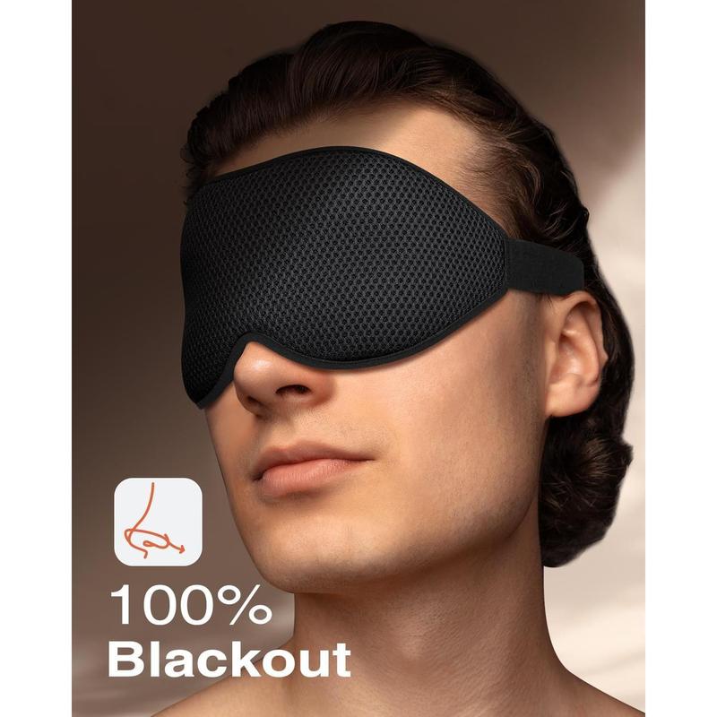 Sleep Mask, Eye Mask for Sleeping, Women Men Side Sleeper, 3D Contoured Cup No Eye Pressure 100% Blocking Light Sleeping Mask with Adjustable Strap Blindfold Yoga, Traveling, Nap, Black