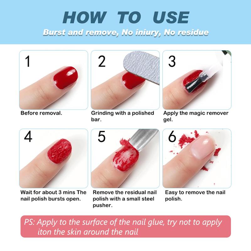 Nail Polish Gel Remover, 2 Counts set Gentle Nail Polish Remover, Quick Nail Art Remover, Nail Art & Nail Polish Remover for Women & Girls, Christmas Gift