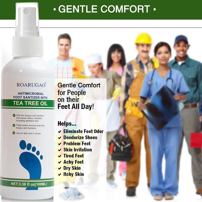 [Enjoy 60% Off] Tea Tree Oil Infused Foot Sanitizer Spray, 3.38 Ounce Bottle, featuring a blend of Pure Tea Tree Oil & Aloe Vera for Long-Lasting Disinfection & Antibacterial Protection