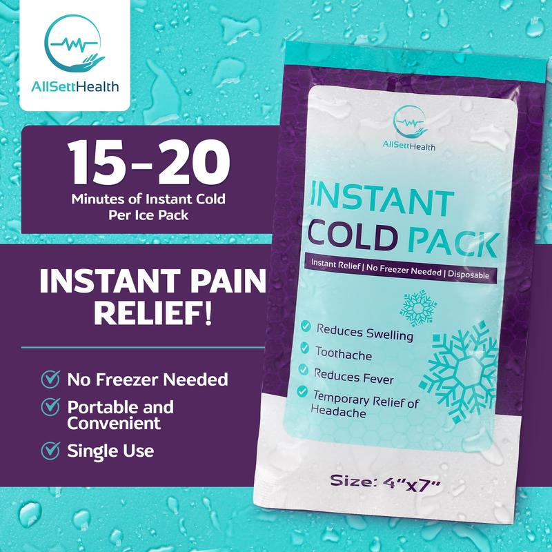 25 Packs Instant Ice Cold Pack (6” x 4.5”) - Disposable Instant Ice Packs for Injuries | Cold Compress Ice Pack for Pain Relief, Swelling, First Aid, Toothache, Athletes & Outdoor Activities