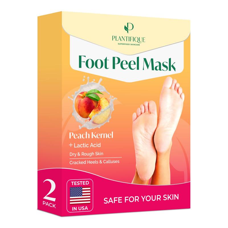 Plantifique Peach Foot Peel Mask - Foot Mask for Dry Feet - Callus Remover - Foot Exfoliating Mask - Dead Skin Remover - Clinically Proven - Peeling Mask - Smooth Skin - Exfoliator - Dermatologist Tested - Deep Cleansing