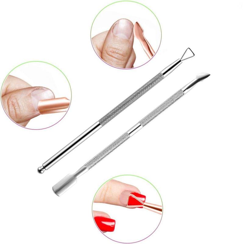 Stainless Steel Nail Cuticle Pusher Set, 3 Counts Professional Nail Cuticle Trimmer, Manicure & Pedicure Tool for Home & Salon Use