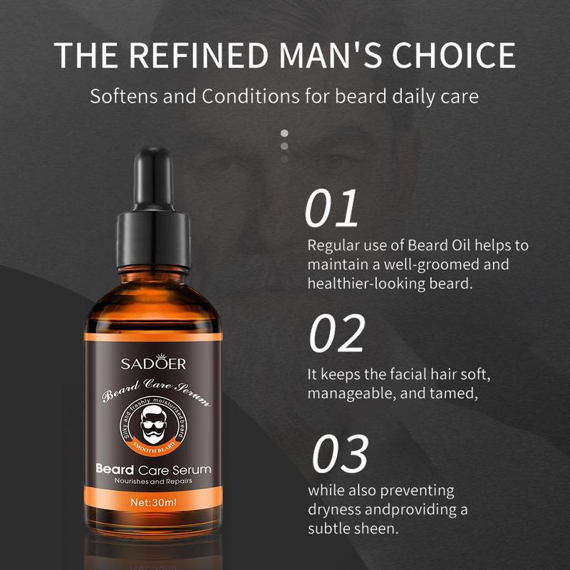 Beard Oil for Men, Moisturizing Beard Care Serum, Beard Conditioner Essential Oil, Men's Facial Hair Treatment Oil