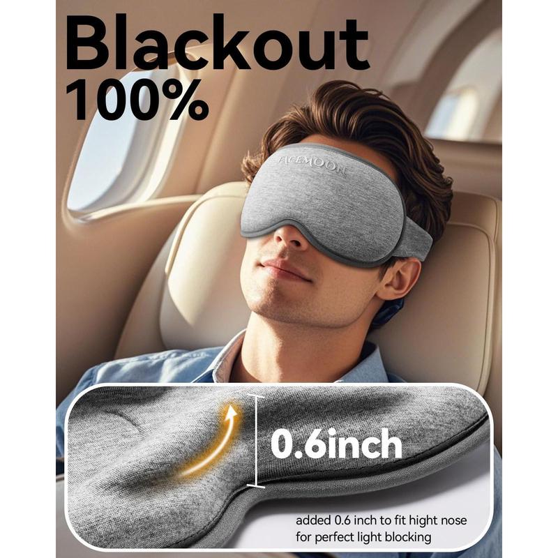 Weighted Eye Mask for Sleeping - Blackout Sleep Mask for Women Men, Lash Extension Eye Covers, Memory Foam, 3D Contoured, Airplane Travel Essentials, Blindfold for Meditation(Gray)