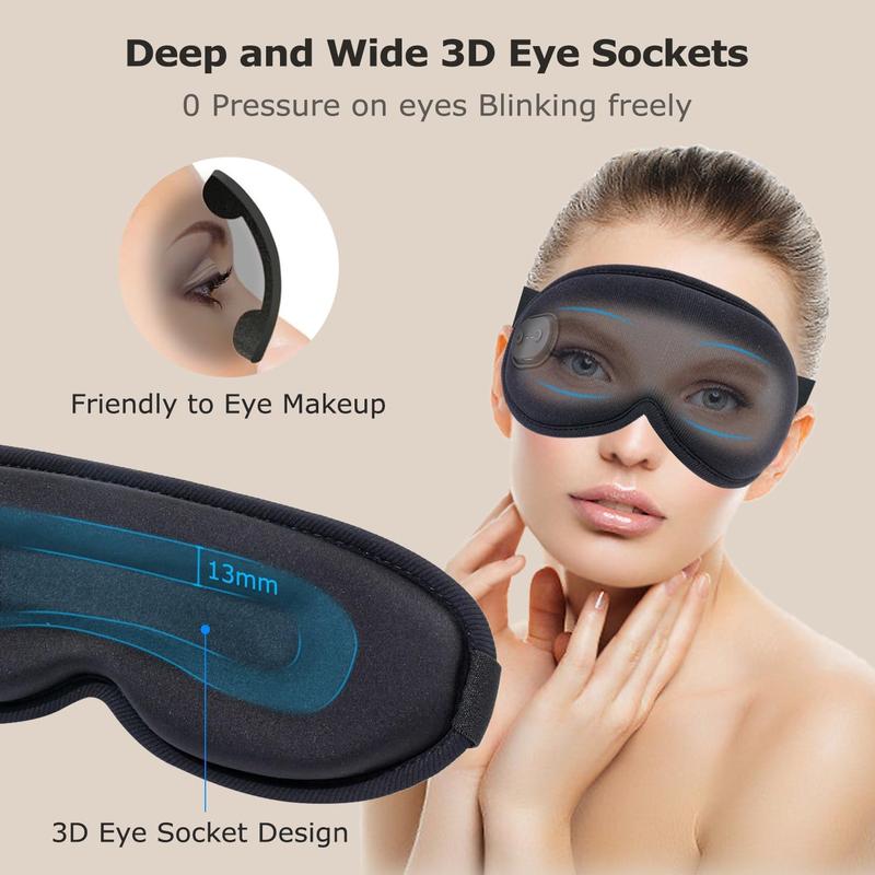 Heated Eye Mask, 3D Deep Contoured Warm Eye Compress for Dry Eyes, Electric Heating Eye Mask for Eye Fatigue Stye Relax Puffiness, Cooling Gel Strip Improve Sleep with Adjustable Straps (Black)