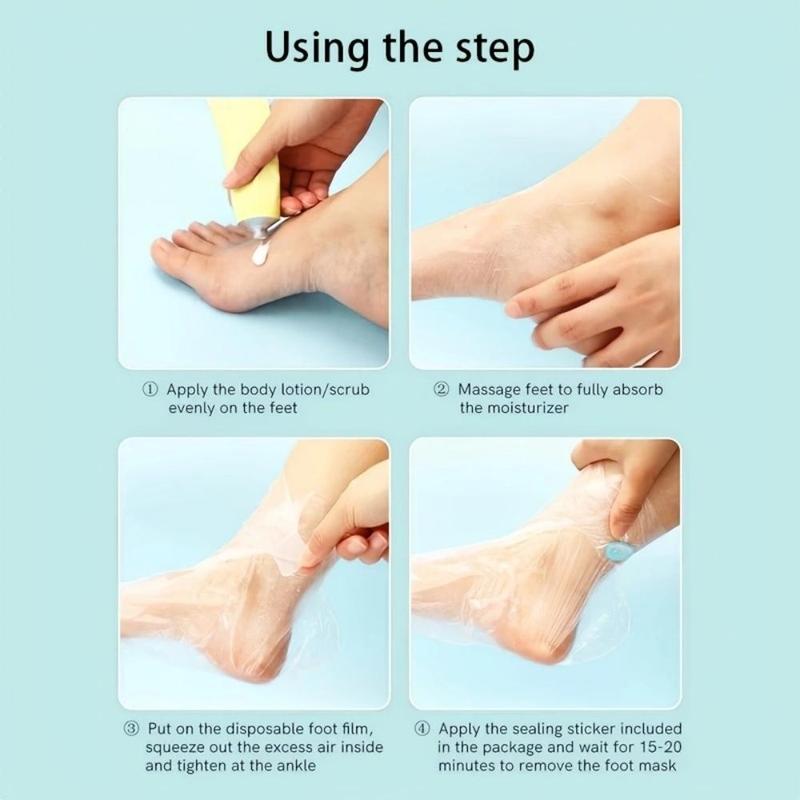 100pcs Disposable Foot Mask Cover, Transparent Anti-crack Moisturizing Foot Cover, Feet Care Supplies