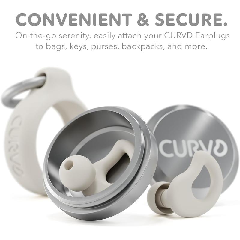 CURVD Everyday Earplugs + Case Clip Bundle - Great for Travel, Sound Sensitivity, Concerts, Parenting, Productivity - Noise Dampening & Ultra Soft