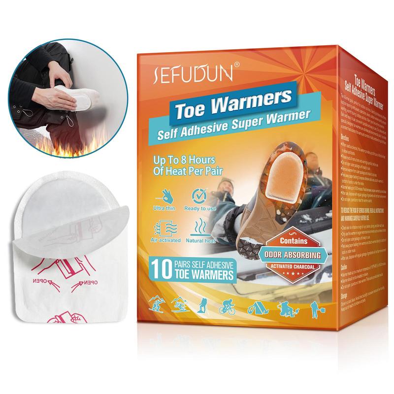 Toe Warmer Sticker, 10 Pairs Portable Self Heating Toe Warmer Patch, Long Lasting Heat Patches for Fall & Winter Outdoor Activities