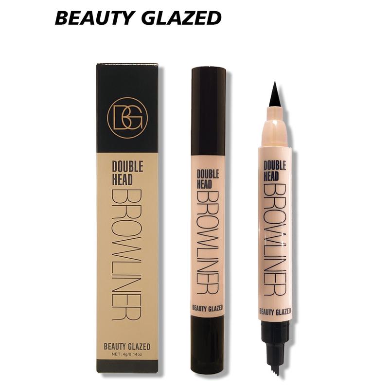 Beauty Glazed 2-in-1 Waterproof Eyebrow Pencil Sweatproof Natural Finish Beginner's Brow Pencil Instant Lift Brow Pencil, Double Sided, Precision, Fine Tip, Shape, Define, Fill in Brows, Contour, Groom, Gentle for Women Eyeliner Cosmetic