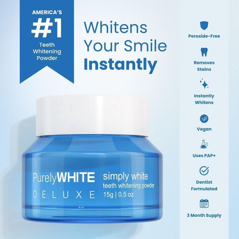 PurelyWHITE | Teeth Whitening Powder | Instant Whitening and Stain Removal