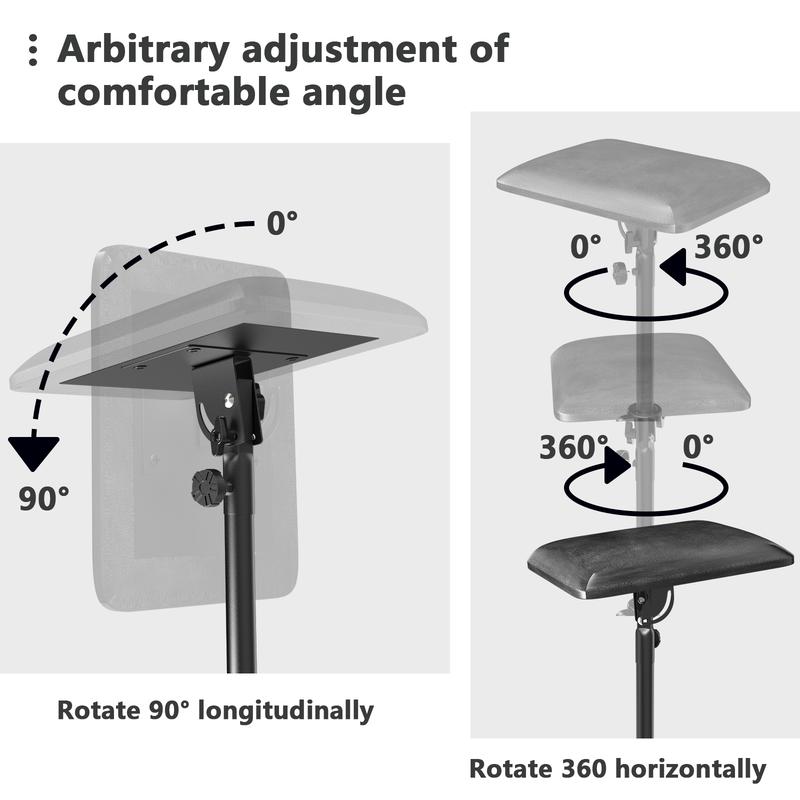 Joxpring Tattoo Armrest Stand Tripod with Tray Foldable Tattoo Arm Leg Rest Stand Adjustable Height and Tilt Black Leather Pad Professional Heavy Equipment for Tattoo Studio