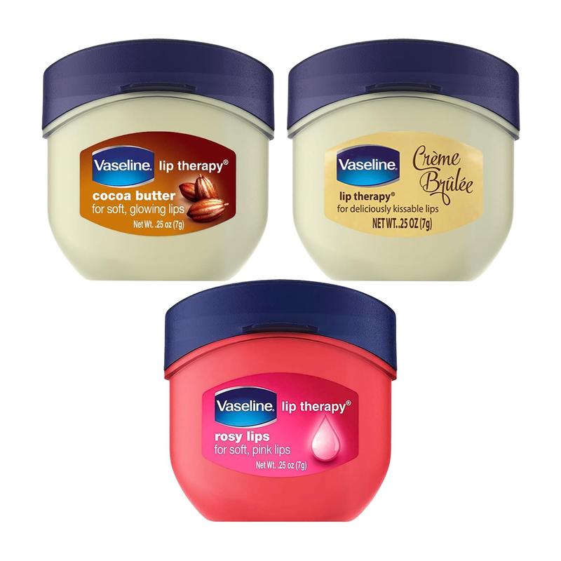 Vaseline Lip Therapy Bundle - Creme Brulee, Rosy Lips & Cocoa Butter, 0.25 Oz (Pack of 3) - Comfort Skincare Moisture Moisturizing Aloe Aloe Vera