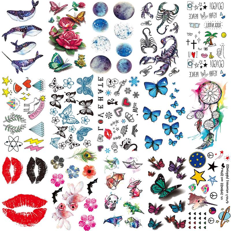 Mixed Style Pattern Temporary Tattoo Sticker (15pcs set), Waterproof Fake Tattoo Sticker, Body Art Sticker For Men & Women