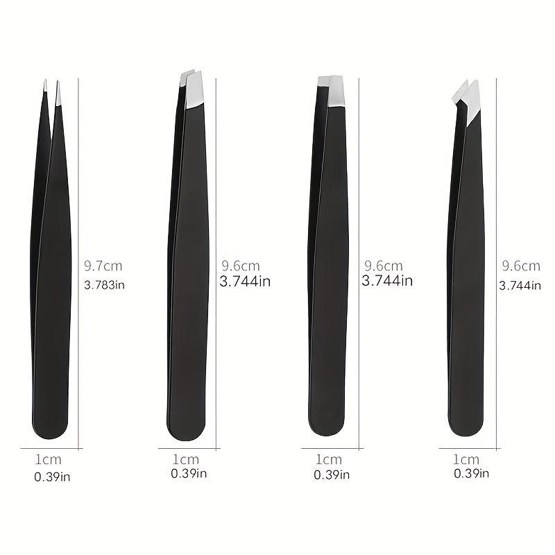 Comfort Stainless Steel Eyebrow Tweezers with Box, 4 Counts Tweezers for Eyebrows, Facial Hair, Ingrown Hair & Blackhead Cleaning, Trending Products, Summer Gift, Christmas Gift