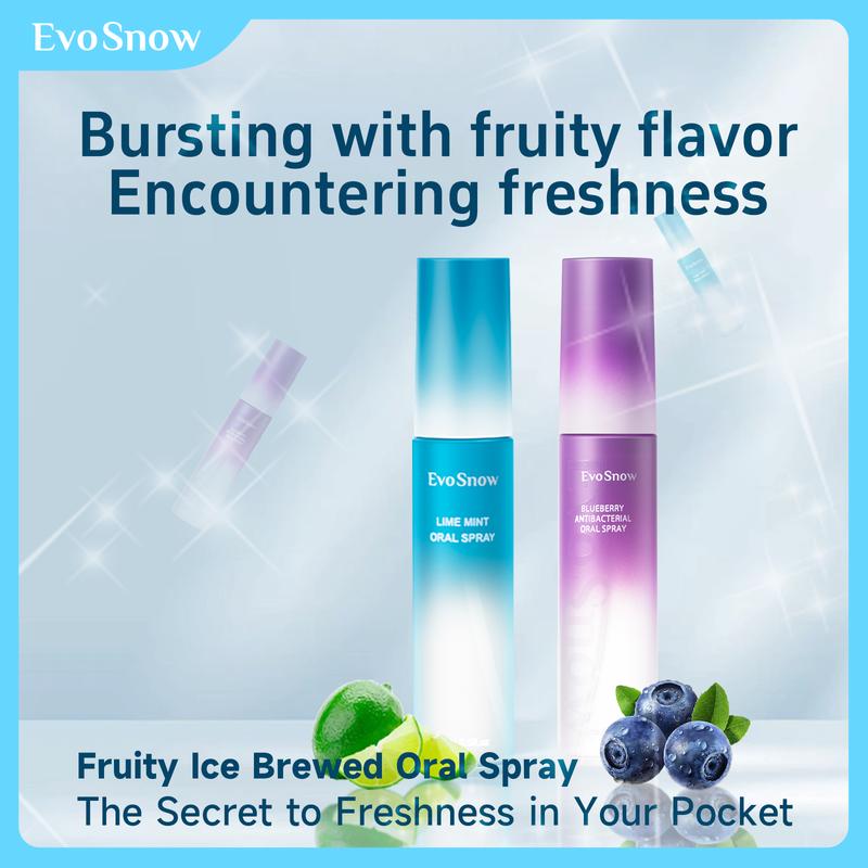 EvoSnow Fruity Ice Brewed Oral Spray 15ml count - Blueberry Lime Mint Flavor,Long-Lasting Fresh Breath, Revitalize Your Breath, Intimacy Enhancer For Kiss