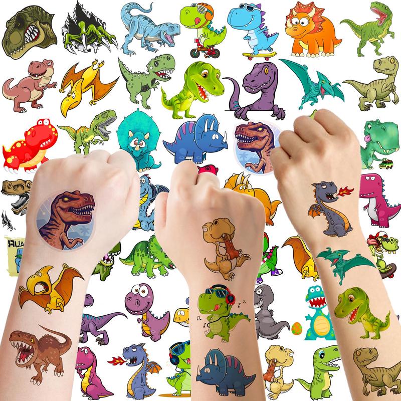 Cartoon Dinosaur Pattern Temporary Tattoo Sticker, 50pcs set Colorful Fake Tattoo Sticker, Body Art Decoration for Men & Women