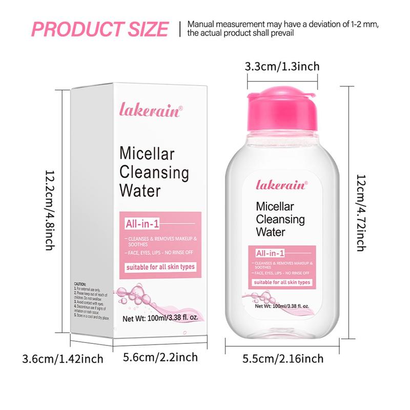 Micellar Cleansing Water, 3 Counts Gentle Makeup Remover, Deep Cleansing Makeup Remover, Facial Cleansing Product for Women & Men