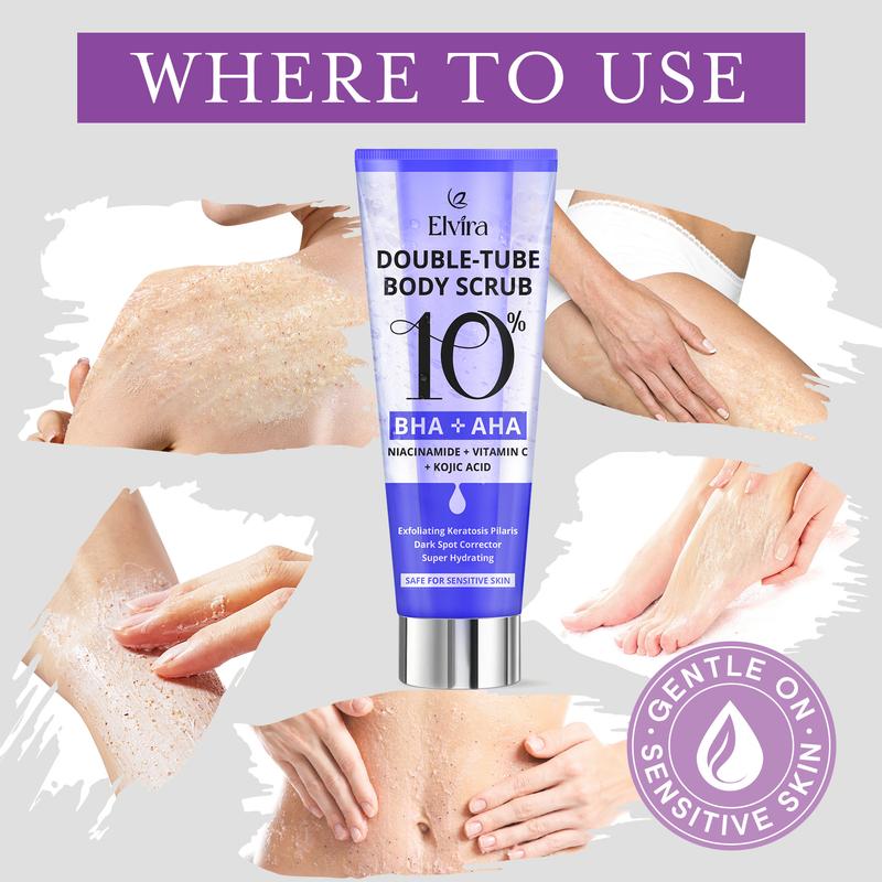 Exfoliating Body Scrub with 10% AHA & BHA for Acne, Keratosis Pilaris, Deep Exfoliation Body Scrub, with Niacinamide to Hydrates Skin, Nourishing Body Care Scrub for All Skin Types