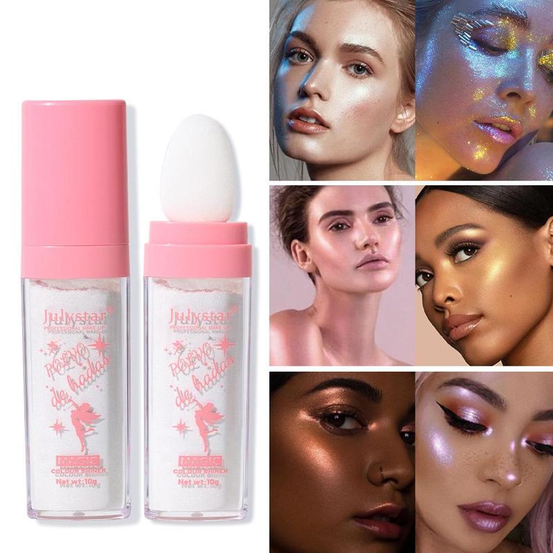 Highlighter Pen, Summer Long Lasting Pearly Makeup Powder for Face & Body, Glitter Blush with Sponge Tip, highlighter makeup, Facial Cosmetic, Preppy Makeup Products, Cosmetic Products, Makeup Set, Christmas Gift