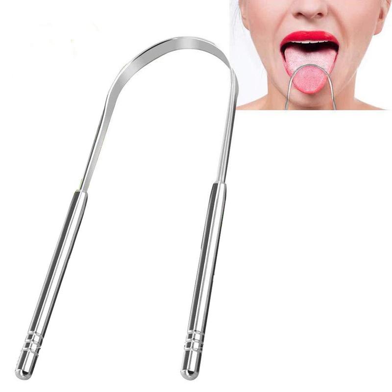 Stainless Steel Tongue Scraper, Professional Oral Care Products for Improve Bad Breath & Fresh Breath, Tongue Cleaning Brush