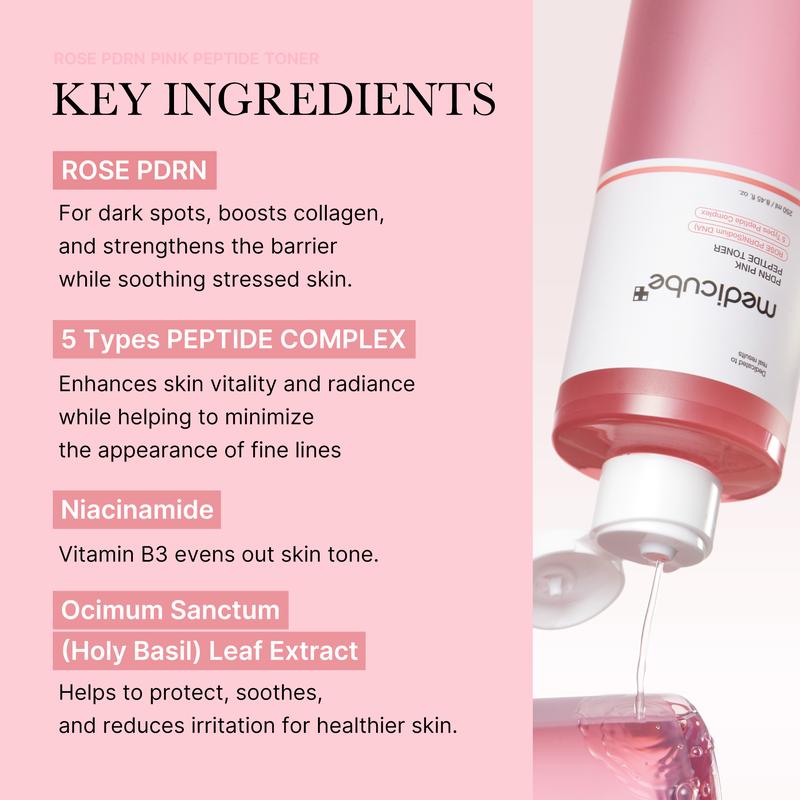 [Medicube Official Shop] PDRN Pink Peptide Toner I Pink Glow Toner for Skin Boosting, Soothing and Calming, Uneven skin tone, Rose PDRN & Peptide & Niacinamide,  Korean skin care (250ml   8.45 fl. oz.)