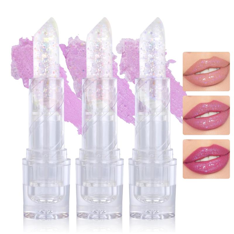 Clear Color Changing Lipstick, 3 Counts set Long Lasting Moisturizing Lipstick, Glossy Lip Stick, Plumping Lip Oil Lip Stick for Girls & Women, Christmas Gift