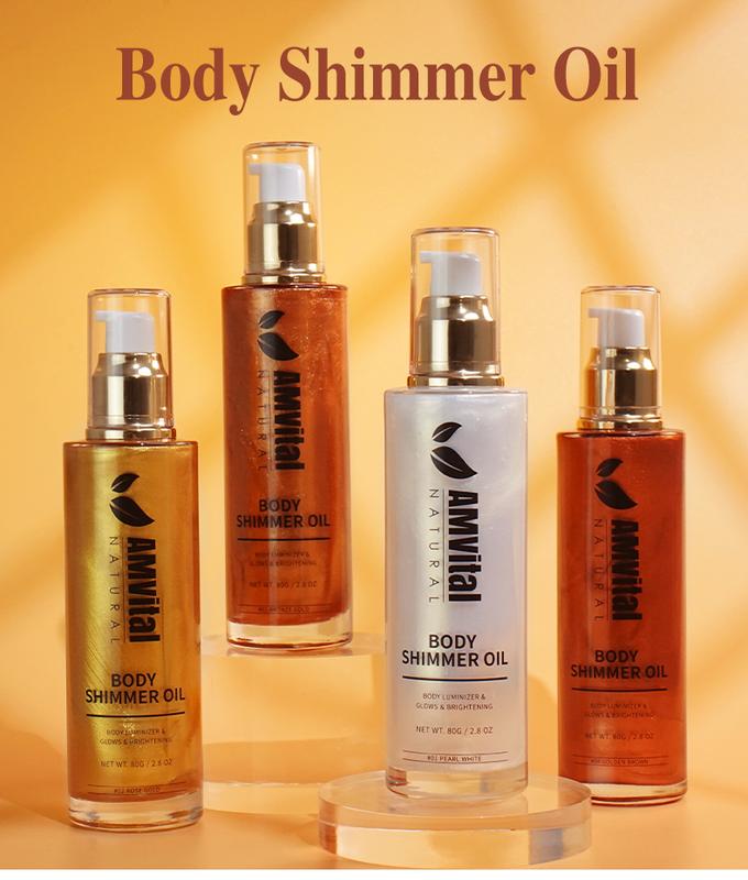 AMVital Shimmer Body Oil Rose Gold - Illuminating Highlighter for Face & Body. Adds radiant shine,non-sticky,fast-absorbing,lightweight, and hydrating