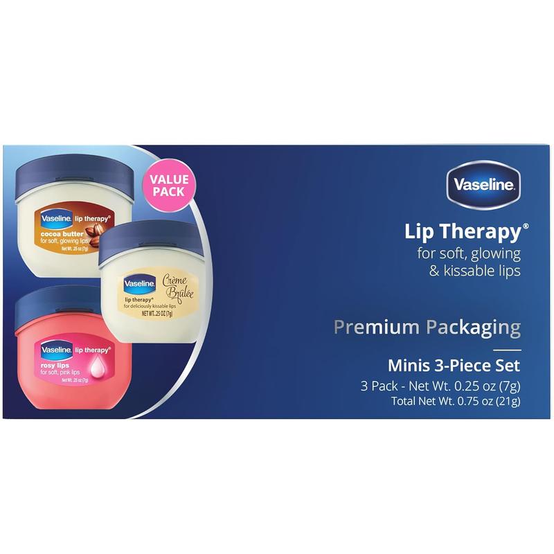 Vaseline Lip Therapy Bundle - Creme Brulee, Rosy Lips & Cocoa Butter, 0.25 Oz (Pack of 3) - Comfort Skincare Moisture Moisturizing Aloe Aloe Vera