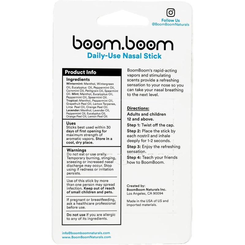 Nasal Stick inhalers (4 Pack) Boom by Boom  Powerful Essential Oil  Vapors | Featured on Shark Tank | Breathe In Life Carrier & Essential Oils,for nic | sleep Essential Oils for Aromatherapy