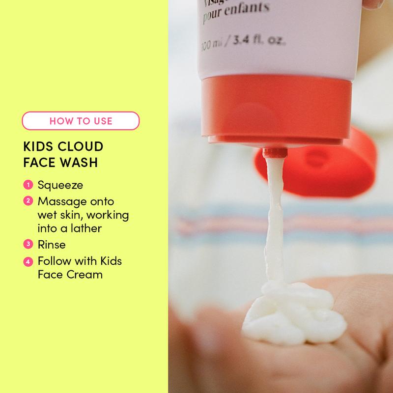 Evereden Kids Cloud Face Wash Mini - Gentle Coconut Cleanser for Soft, Healthy Skin - Safe, Vegan, Kid-Friendly Formula for Ages 3+