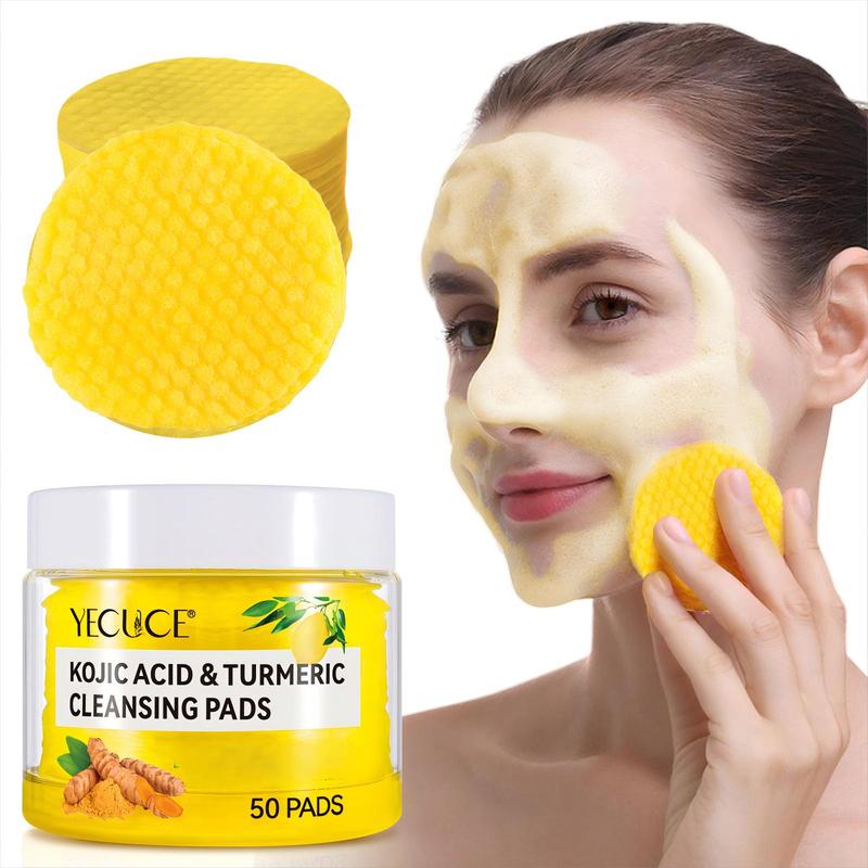 YECUCE Kojic Acid & Turmeric Cleansing Pads - Pack of 50 Makeup Makeup Remover Cosmetic