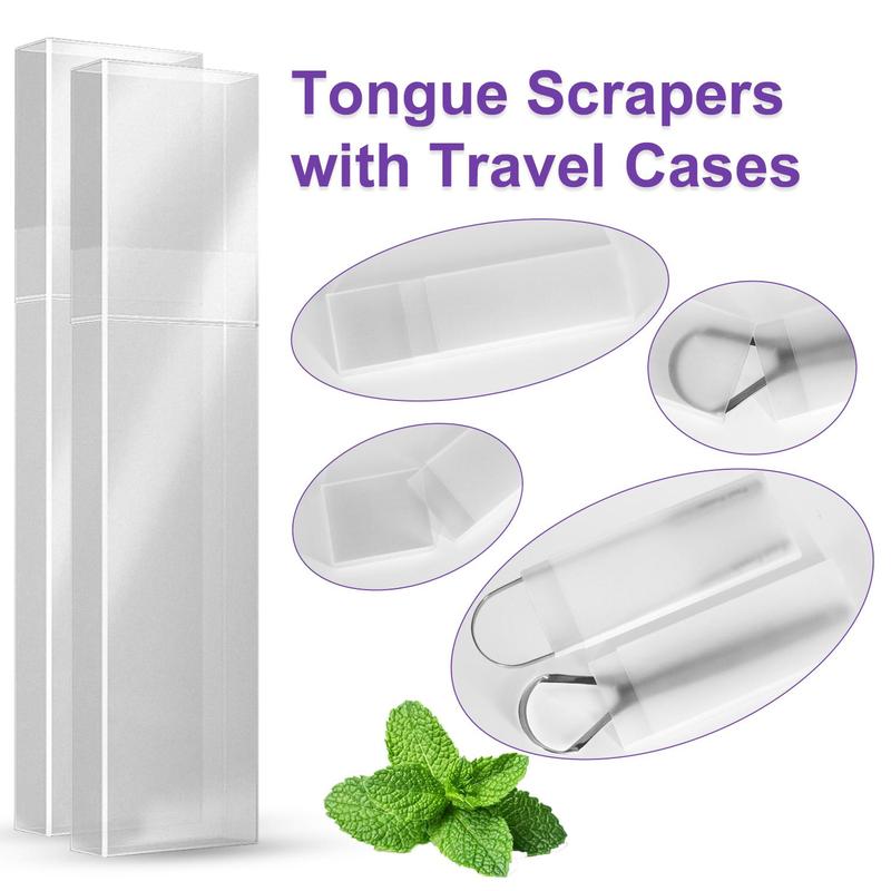 2 Counts set Tongue Scraper, Portable Tongue Cleaner for Adults, Oral Care Tool for Home & Travel, Summer Personal Hair Oral Products, Back to School