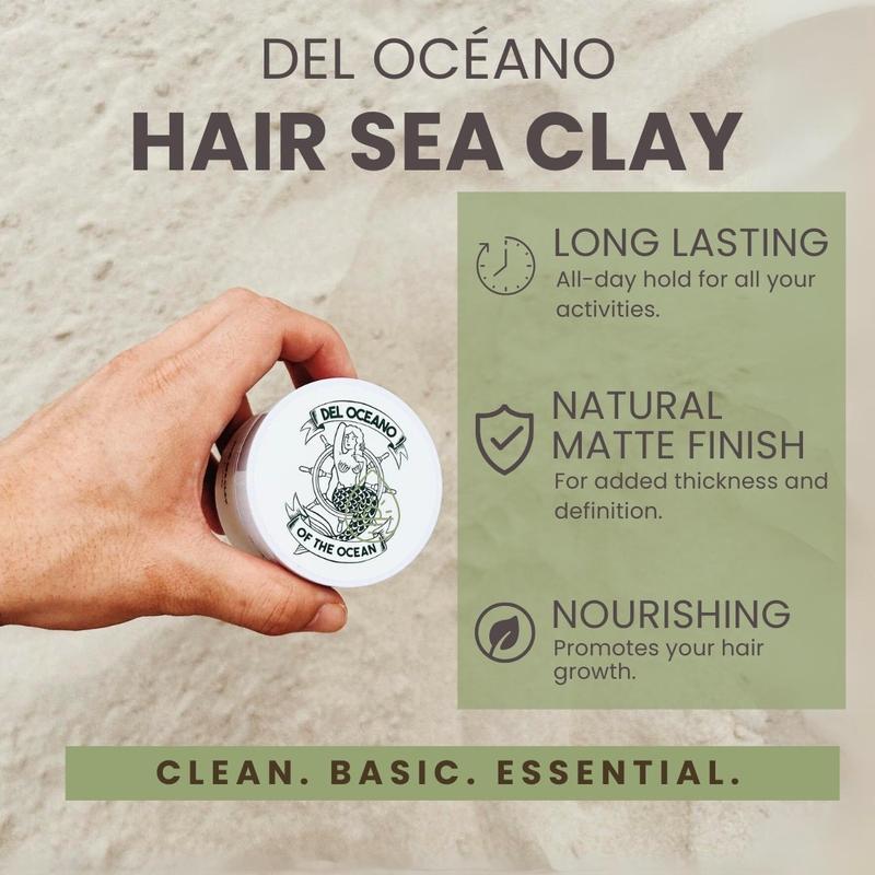 Hair Styling Sea Clay by Del Océano | Long Lasting Natural Matte Finish | Texturizing & Volumizing