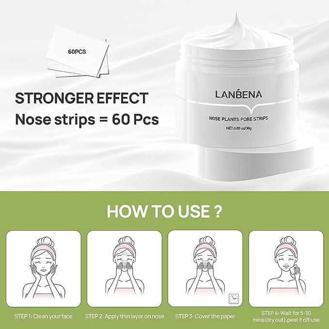 LANBENA Blackhead Pore Remover Mask Aloe extract Facial Peeling Nose Strip  Cleansing 30g Skin care Comfort Gentle Repairing Smoothing