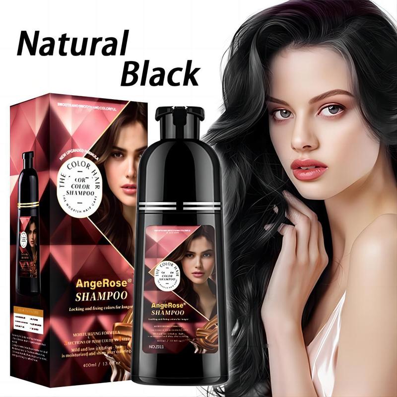 AngeRose Hair color Shampoo, Multiple-color, Wine Red, Chestnut Brown, Nature Black, Hair Long-lasting & Coverage for Gray Hair,  400 ml , Perfect Gift for Women&Men