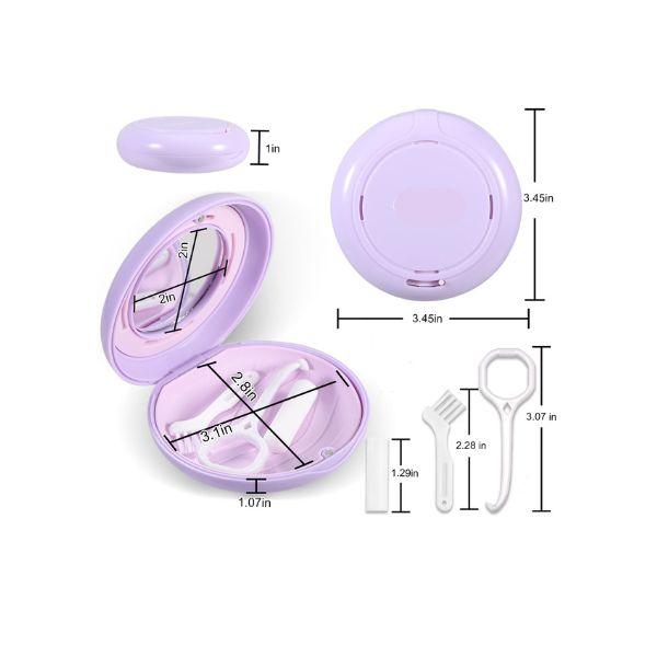 Retainer Case with Mirror and Adjustable Vent Holes, Cute Slim Aligner Case Compatible with Invisalign, Night Mouth Guard Case, Retainer Holder with Retainer Remover Tool, Chew & Brush, Purple