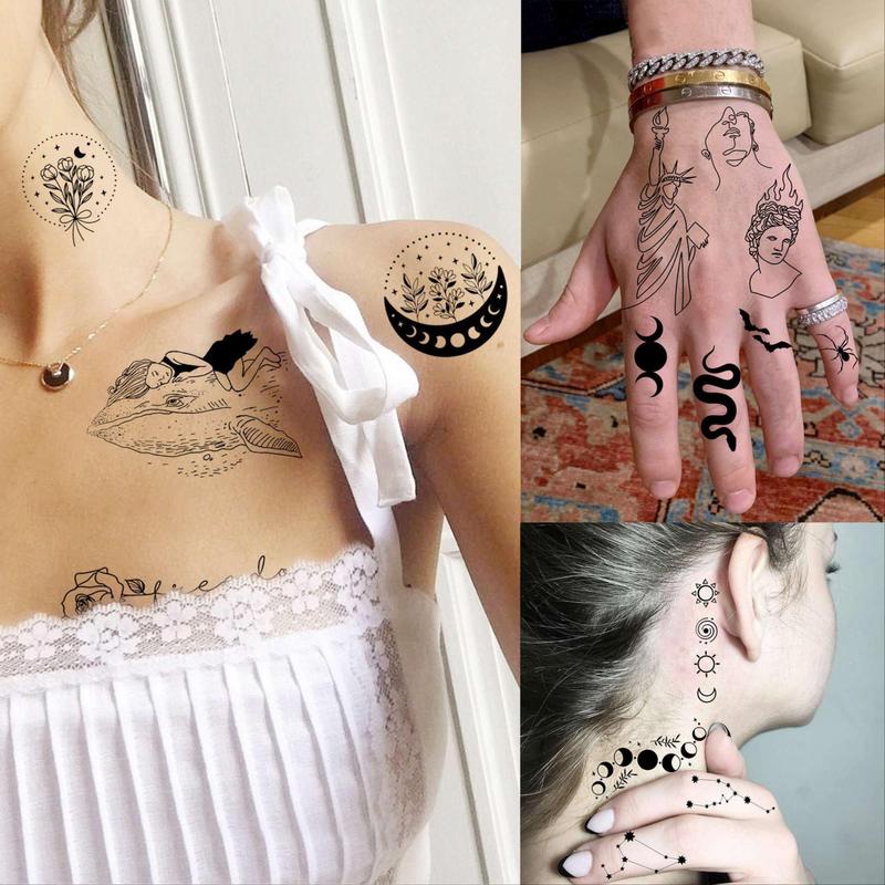 Mixed Style Abstract Pattern Temporary Tattoo Sticker, 28pcs set Fake Tattoo Sticker, Body Art Decoration Sticker For Women & Men