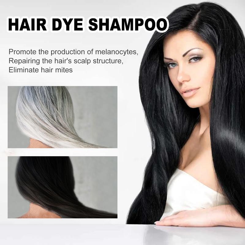 EELHOE Hair Dye Shampoo 3 in 1 for Gray Hair, Herbal Ingredients Shampoo Black Hair Dye for Women Men, Grey Coverage Shampoo shampoo-black hair