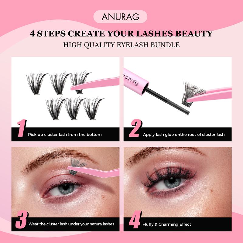 ANURAG  Eyelash Extension Kit, 240 Piece Eyelash Collection Kit, 30+40D Hybrid Tray Single Eyelash, (with Applicator and Eyelash Adhesive and Sealer) Eyelash Bonding and Sealing, DIY Eyelash Extension Kit at Home, Ultra Thin Eyelash Kit for BeginnersSalon