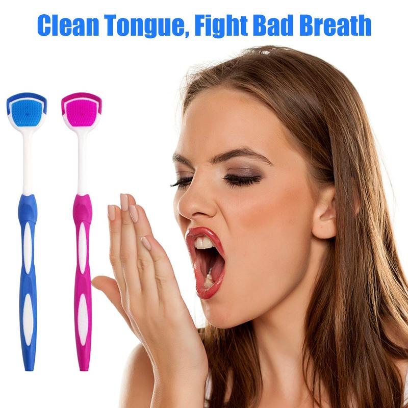 Tongue Brush, Tongue Scraper, Tongue Cleaner Helps Fight Bad Breath, 3 Tongue Scrapers, 3 Pack (Blue & Orange & Red)